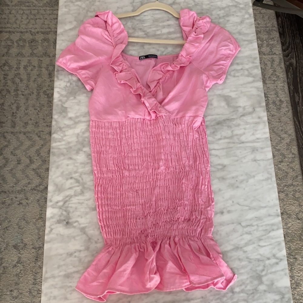 ZARA pink ruffle dress